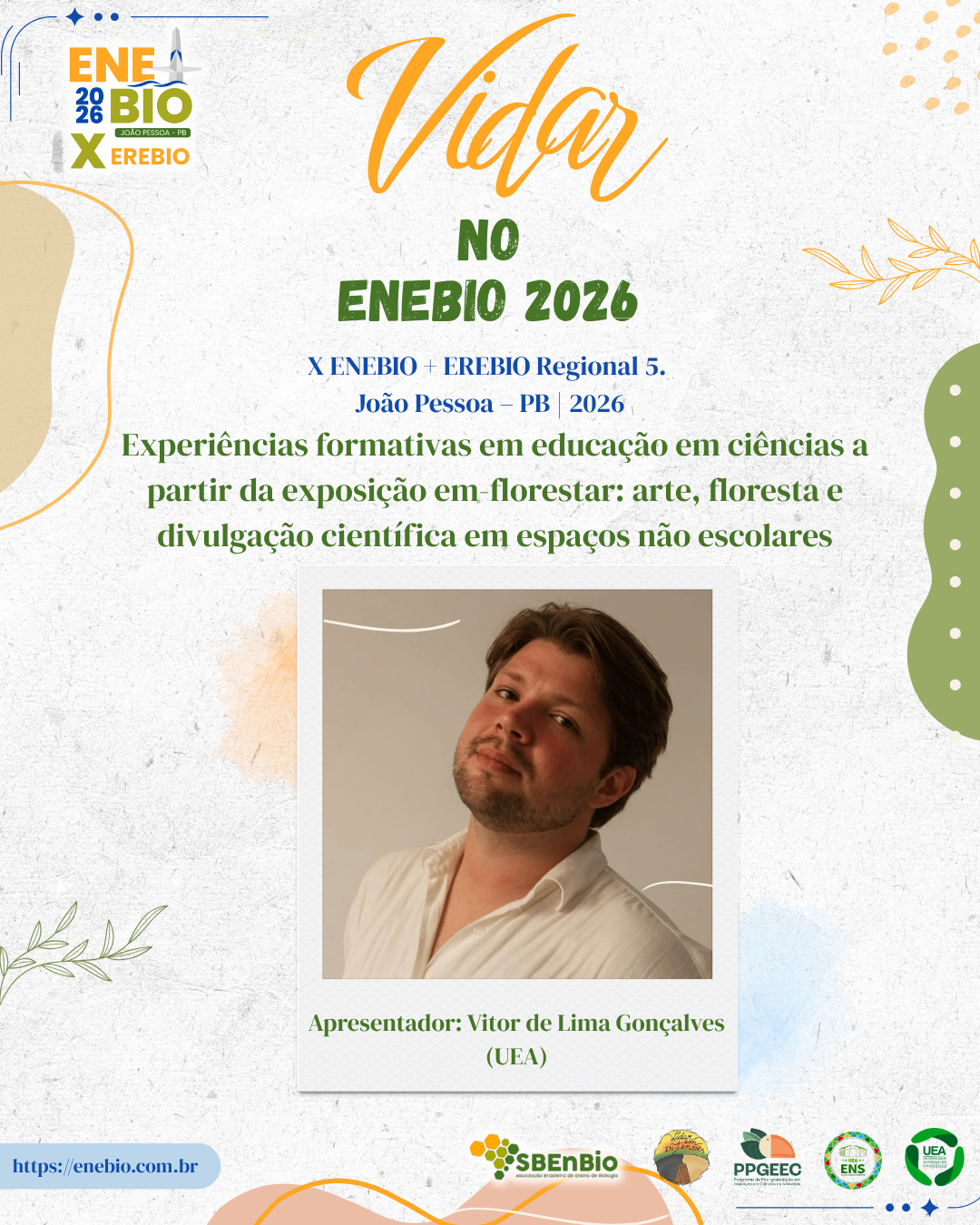 Card da comunicação oral de Vitor Gonçalves no X ENEBIO